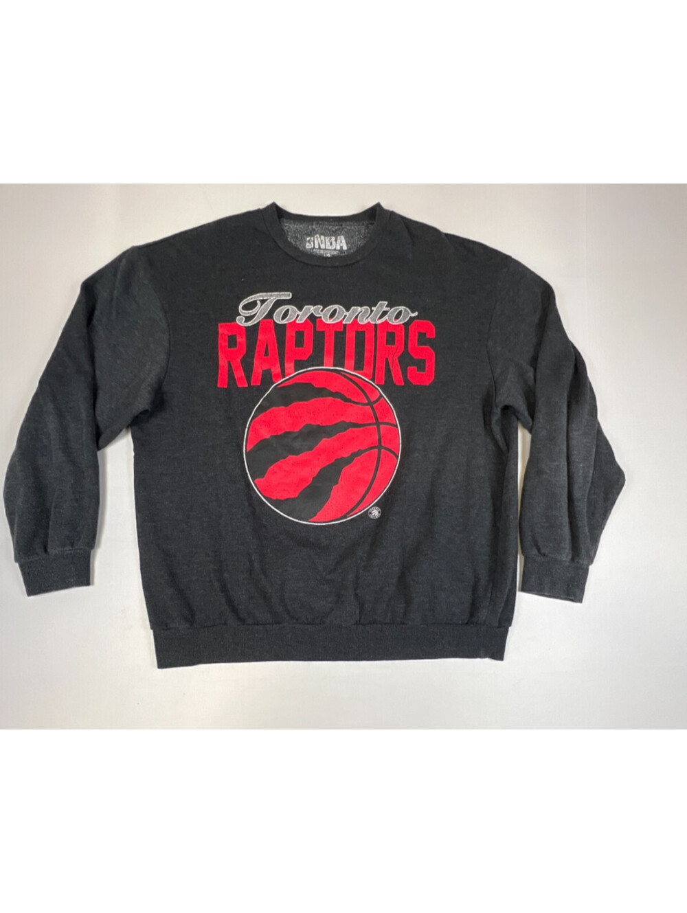 NBA Toronto Raptors Mens L Charcoal Gray Crewneck Sweatshirt Basketball Pullover